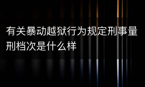 有关暴动越狱行为规定刑事量刑档次是什么样