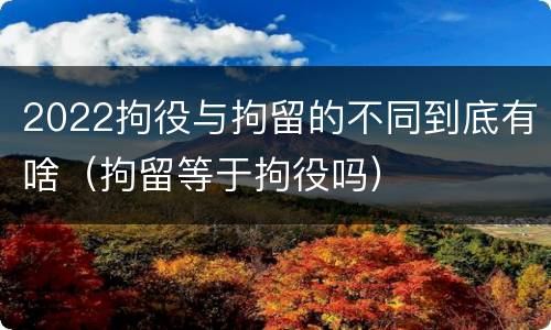 2022拘役与拘留的不同到底有啥（拘留等于拘役吗）