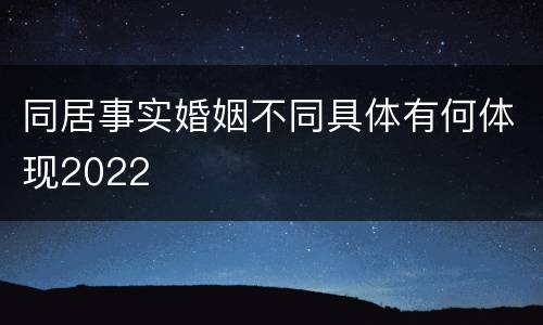 同居事实婚姻不同具体有何体现2022
