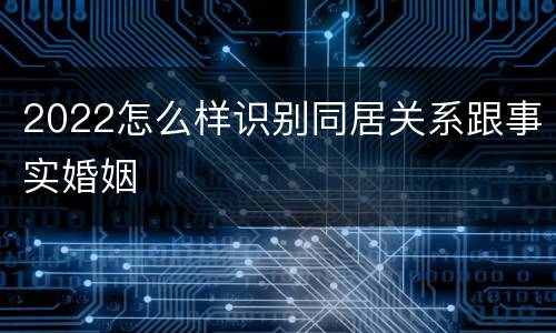2022怎么样识别同居关系跟事实婚姻
