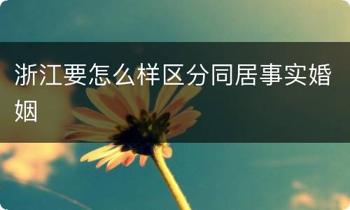 浙江要怎么样区分同居事实婚姻