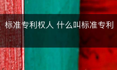 标准专利权人 什么叫标准专利