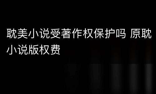 耽美小说受著作权保护吗 原耽小说版权费