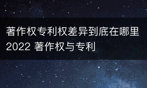 著作权专利权差异到底在哪里2022 著作权与专利