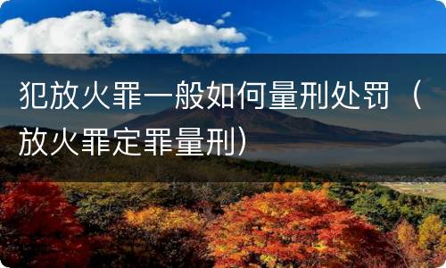 犯放火罪一般如何量刑处罚（放火罪定罪量刑）