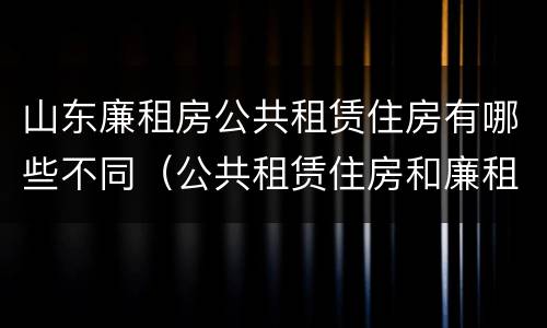 山东廉租房公共租赁住房有哪些不同（公共租赁住房和廉租住房的区别）