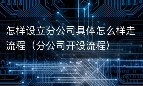 怎样设立分公司具体怎么样走流程（分公司开设流程）