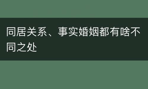 同居关系、事实婚姻都有啥不同之处