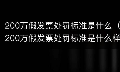 200万假发票处罚标准是什么（200万假发票处罚标准是什么样的）