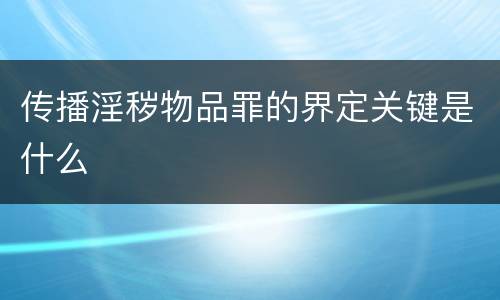 传播淫秽物品罪的界定关键是什么