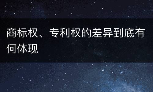 商标权、专利权的差异到底有何体现