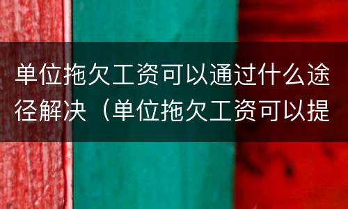 单位拖欠工资可以通过什么途径解决（单位拖欠工资可以提出什么补偿要求）