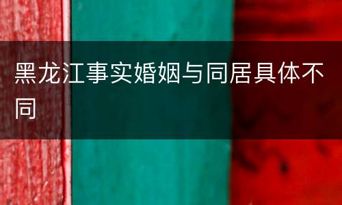 黑龙江事实婚姻与同居具体不同