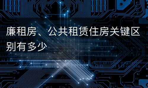廉租房、公共租赁住房关键区别有多少