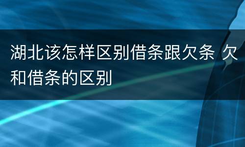 湖北该怎样区别借条跟欠条 欠和借条的区别