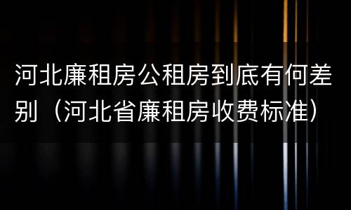 河北廉租房公租房到底有何差别（河北省廉租房收费标准）