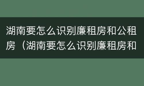 湖南要怎么识别廉租房和公租房（湖南要怎么识别廉租房和公租房的区别）