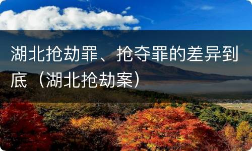 湖北抢劫罪、抢夺罪的差异到底（湖北抢劫案）