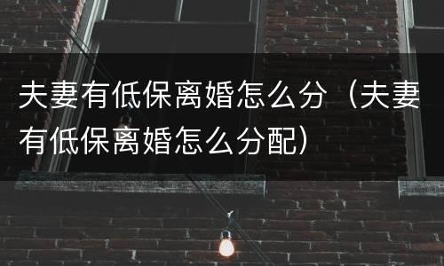 夫妻有低保离婚怎么分（夫妻有低保离婚怎么分配）