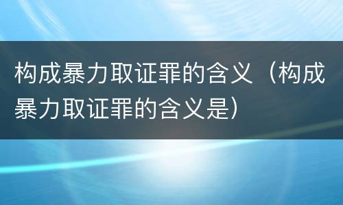 构成暴力取证罪的含义（构成暴力取证罪的含义是）