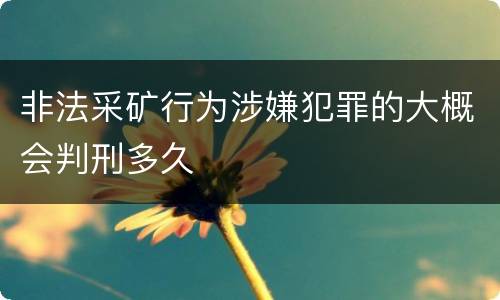 非法采矿行为涉嫌犯罪的大概会判刑多久