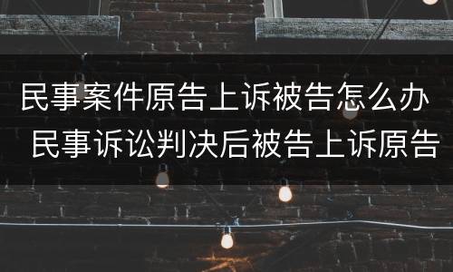 民事案件原告上诉被告怎么办 民事诉讼判决后被告上诉原告怎么办