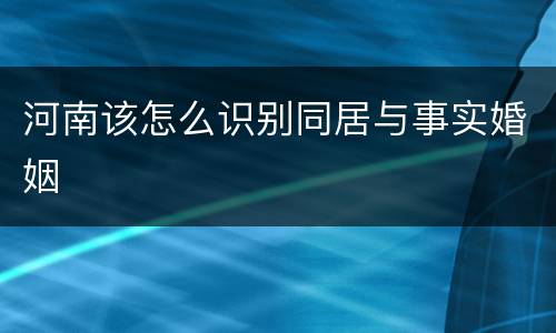 河南该怎么识别同居与事实婚姻