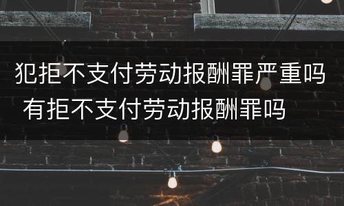 犯拒不支付劳动报酬罪严重吗 有拒不支付劳动报酬罪吗