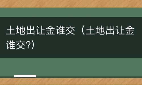 土地出让金谁交（土地出让金谁交?）