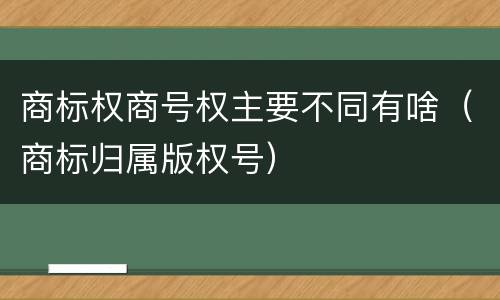 商标权商号权主要不同有啥（商标归属版权号）
