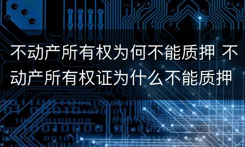 不动产所有权为何不能质押 不动产所有权证为什么不能质押