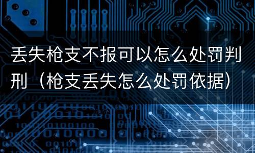 丢失枪支不报可以怎么处罚判刑（枪支丢失怎么处罚依据）