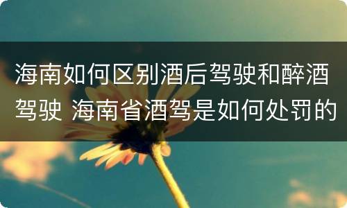 海南如何区别酒后驾驶和醉酒驾驶 海南省酒驾是如何处罚的