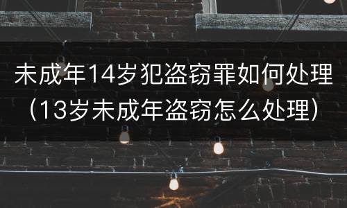 未成年14岁犯盗窃罪如何处理（13岁未成年盗窃怎么处理）