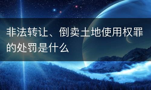 非法转让、倒卖土地使用权罪的处罚是什么