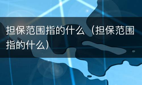 担保范围指的什么（担保范围指的什么）