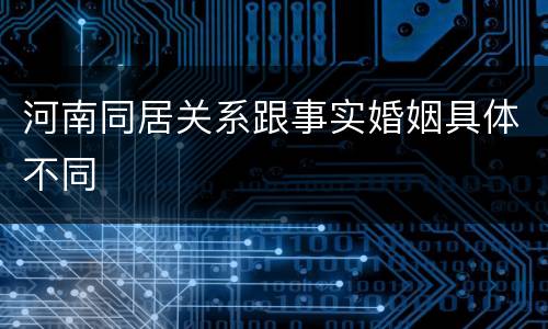 河南同居关系跟事实婚姻具体不同