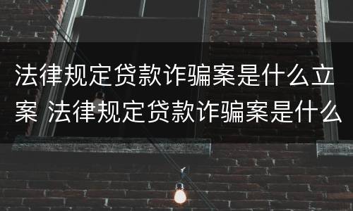 法律规定贷款诈骗案是什么立案 法律规定贷款诈骗案是什么立案的