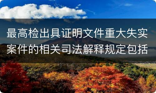 最高检出具证明文件重大失实案件的相关司法解释规定包括什么