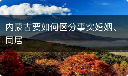 内蒙古要如何区分事实婚姻、同居