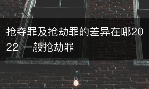 抢夺罪及抢劫罪的差异在哪2022 一般抢劫罪