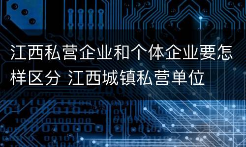 江西私营企业和个体企业要怎样区分 江西城镇私营单位