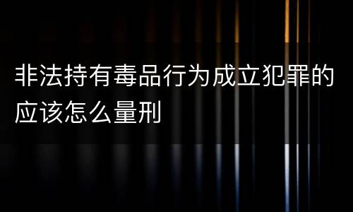 非法持有毒品行为成立犯罪的应该怎么量刑