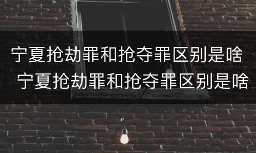 宁夏抢劫罪和抢夺罪区别是啥 宁夏抢劫罪和抢夺罪区别是啥呀