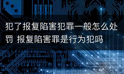 犯了报复陷害犯罪一般怎么处罚 报复陷害罪是行为犯吗