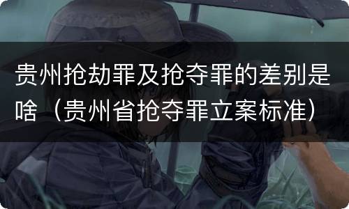 贵州抢劫罪及抢夺罪的差别是啥（贵州省抢夺罪立案标准）