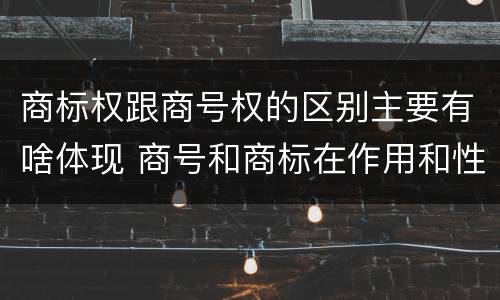 商标权跟商号权的区别主要有啥体现 商号和商标在作用和性质上的区别