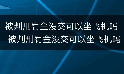 被判刑罚金没交可以坐飞机吗 被判刑罚金没交可以坐飞机吗要坐多久