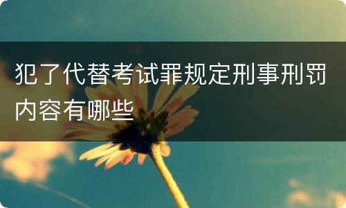 犯了代替考试罪规定刑事刑罚内容有哪些