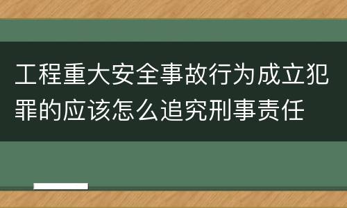 工程重大安全事故行为成立犯罪的应该怎么追究刑事责任